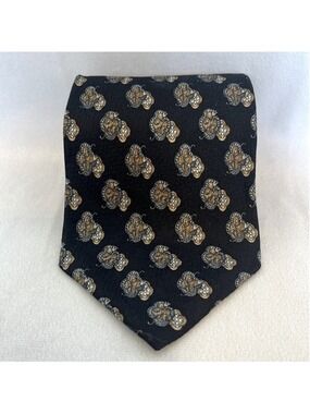Vintage Valentino Cravatte Collection Black Print Handmade in Italy 100% Silk 4"